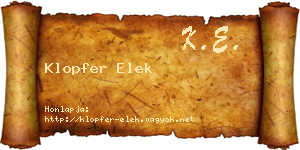 Klopfer Elek névjegykártya