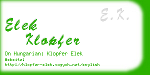 elek klopfer business card